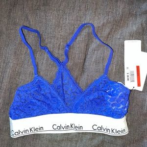 Calvin Klein Lace Bralette in Blue, size XS. New with Tags.